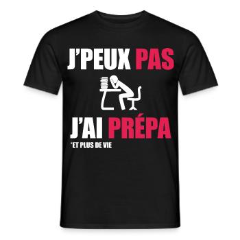 J'peux pas j'ai prépa - T-shirt homme - noir - Devant - AI Model Male 178 light (178cm)