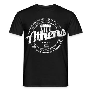 Athènes, Grèce, avec un souvenir vintage de l’Acropole - T-shirt homme - noir - Devant - AI Model Male 178 light (178cm)