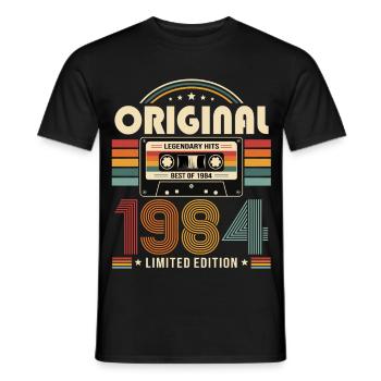 42e anniversaire Gift Man Cassette Best of 1984 - T-shirt homme - noir - Devant - AI Model Male 178 light (178cm)