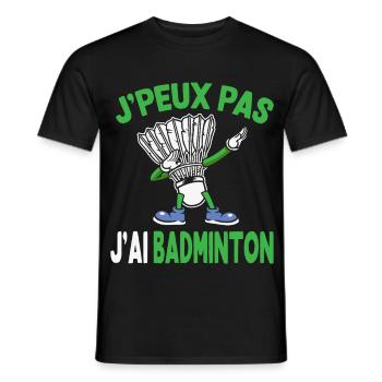 Je Peux Pas J’Ai Badminton - T-shirt homme - noir - Devant - AI Model Male 178 light (178cm)