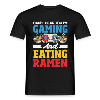 Gaming And Ramen Eating Gamer Noodles - Men's T-Shirt - black - Front - AI Model Male 178 light (178cm)