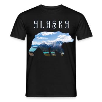 Ours d’Alaska avec lac et montagne Alaska - T-shirt homme - noir - Devant - AI Model Male 178 light (178cm)
