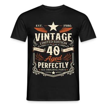 Cadeau de 40e anniversaire 1986 Homme Vintage Rétro - T-shirt homme - noir - Devant - AI Model Male 178 light (178cm)
