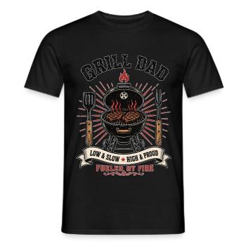 Grill Papa BBQ alimenté par le feu - T-shirt homme - noir - Devant - AI Model Male 178 light (178cm)