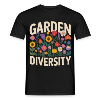 Garden Diversity Flowers Diversity - Men's T-Shirt - black - Front - AI Model Male 178 light (178cm)