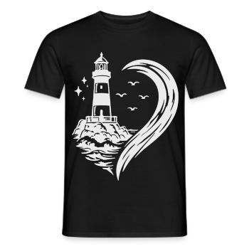 Heart Lighthouse Sea Maritime Coast Holidays - Men's T-Shirt - black - Front - AI Model Male 178 light (178cm)