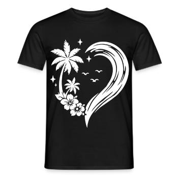 Herz Palme Blumen Ozean Welle - Männer T-Shirt - Schwarz - Vorne - AI Model Male 178 light (178cm)