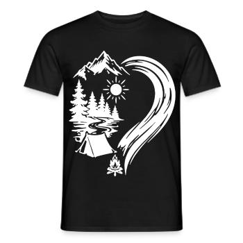 Camping Nature Adventure dans les Montagnes Heart - T-shirt homme - noir - Devant - AI Model Male 178 light (178cm)