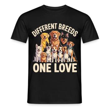Different Breeds One Love Hunde - Männer T-Shirt - Schwarz - Vorne - AI Model Male 178 light (178cm)