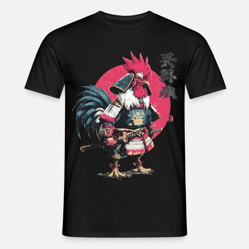 Hahn-Samurai-Rüstung - Männer T-Shirt - Schwarz
