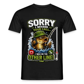 Désolé d’avoir manqué ton appel Pêche à la carpe - T-shirt homme - noir - Devant - AI Model Male 178 light (178cm)