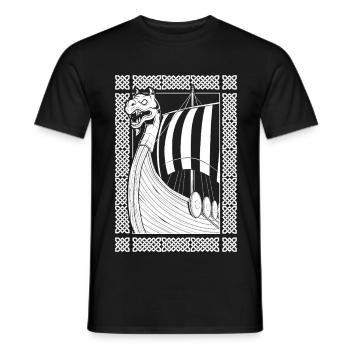 Dragon Boat of the Norsemen - Vikings - Men's T-Shirt - black - Front - AI Model Male 178 light (178cm)
