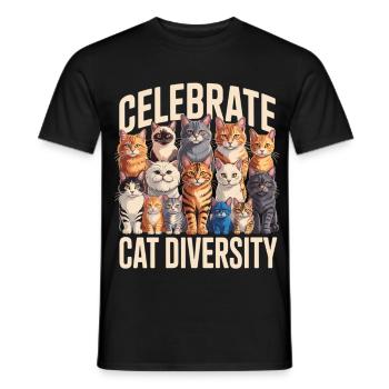Celebrate Cat Diversity Cats - Men's T-Shirt - black - Front - AI Model Male 178 light (178cm)