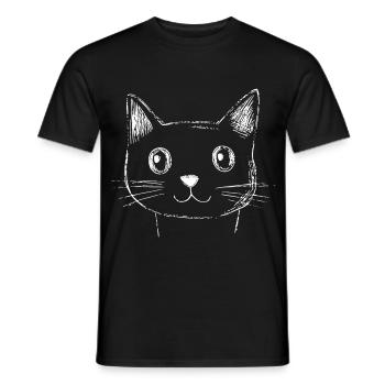 Katze Gesicht Skizze  - Männer T-Shirt - Schwarz - Vorne - AI Model Male 178 light (178cm)