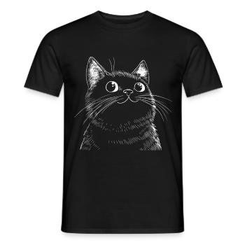 Funny Cat Sketch - Men's T-Shirt - black - Front - AI Model Male 178 light (178cm)