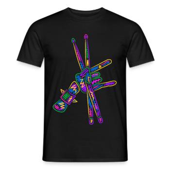 Schlagzeug Drummer bunt Kinder Jungen Schlagzeuger - Männer T-Shirt - Schwarz - Vorne - AI Model Male 178 light (178cm)