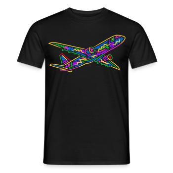 Buntes Flugzeug Flieger Kinder Herren Jungen Pilot - Männer T-Shirt - Schwarz - Vorne - AI Model Male 178 light (178cm)