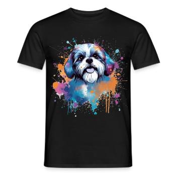 Lebendiger Welpe Splash Shih Tzu - Männer T-Shirt - Schwarz - Vorne - AI Model Male 178 light (178cm)