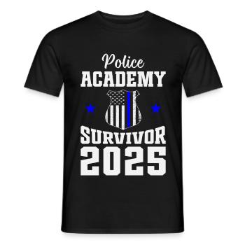  Police Academy Survivor 2025 Graduation Police - Men's T-Shirt - black - Front - AI Model Male 178 light (178cm)