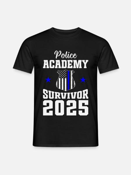Polizeiakademie Überlebende 2025 Abschlusspolizei - Männer T-Shirt - Schwarz
