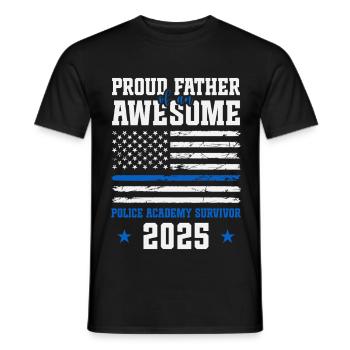  Proud Father of an awesome Police Academy - Men's T-Shirt - black - Front - AI Model Male 178 light (178cm)