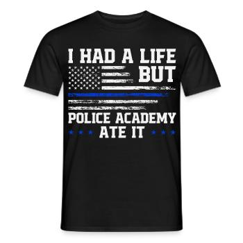  Police School Survivor Graduation Police Academy - Men's T-Shirt - black - Front - AI Model Male 178 light (178cm)