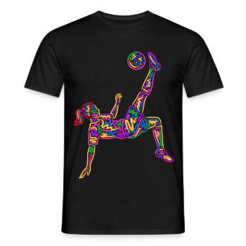 Fußball bunte Fußballerin Mädchen Fußballspielerin - Männer T-Shirt - Schwarz - Vorne - AI Model Male 178 light (178cm)