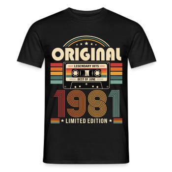 Cadeau du 45e anniversaire Millésime Juin Millésime 1981 - T-shirt homme - noir - Devant - AI Model Male 178 light (178cm)