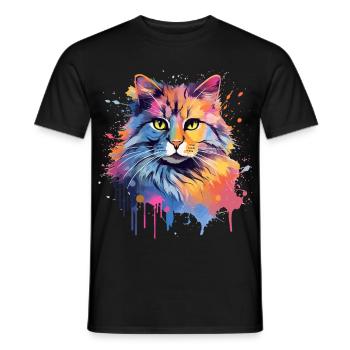 Amerikanischer Bobtail-Katzengesicht - Männer T-Shirt - Schwarz - Vorne - AI Model Male 178 light (178cm)