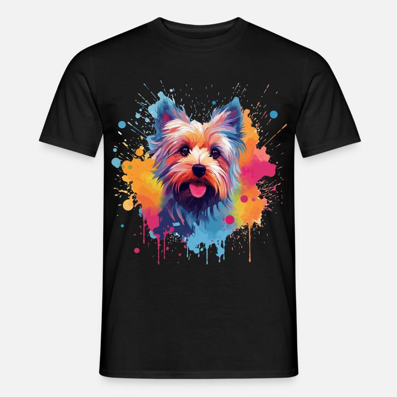 Yorkshire Terrier Bunte Hunde-Splash-Art - Männer T-Shirt - Schwarz