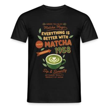 Everything Is Better With Matcha 1958 Green Tea - Men's T-Shirt - black - Front - AI Model Male 178 light (178cm)