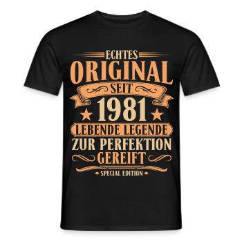 Original seit 1981 – 45. Geburtstag Retro - Männer T-Shirt - Schwarz - Vorne - AI Model Male 178 light (178cm)