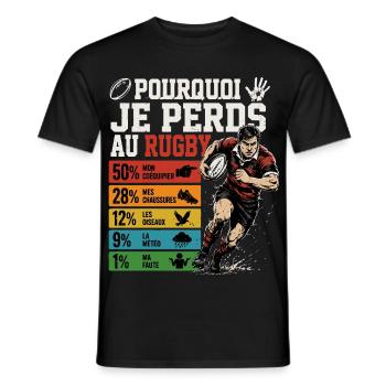 Rugby Pourquoi Je Perds Au Rugby - T-shirt homme - noir - Devant - AI Model Male 178 light (178cm)