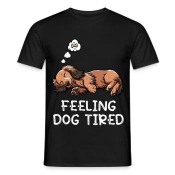 Feeling Dog Tired Long Hair Dachshund Dachshund Dachshund - Men's T-Shirt - black - Front - AI Model Male 178 light (178cm)