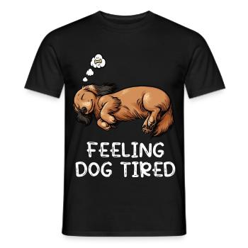 Feeling Dog Tired Long Hair Dachshund Dachshund Dachshund - Men's T-Shirt - black - Front - AI Model Male 178 light (178cm)