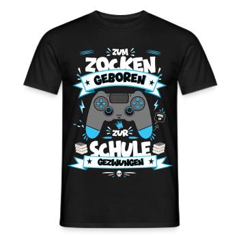 Zum Zocken geboren Zur Schule gezwungen - Männer T-Shirt - Schwarz - Vorne - AI Model Male 178 light (178cm)