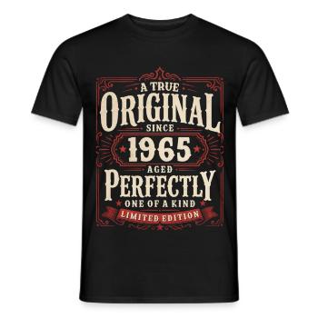 61st Birthday Gift Original Vintage 1965 - Men's T-Shirt - black - Front - AI Model Male 178 light (178cm)