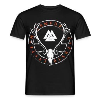 Nœud nordique - bois runiques en cercle runique - T-shirt homme - noir - Devant - AI Model Male 178 light (178cm)