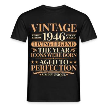 Living Legend 1946 – 80th Birthday Retro - Men's T-Shirt - black - Front - AI Model Male 178 light (178cm)