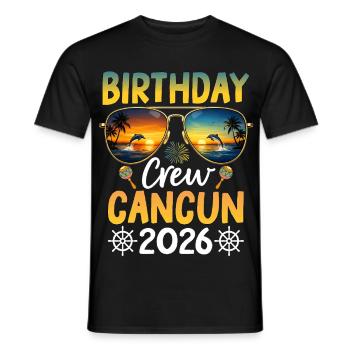 Équipe d’anniversaire Cancún 2026 - T-shirt homme - noir - Devant - AI Model Male 178 light (178cm)