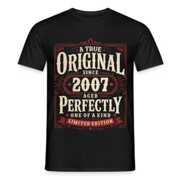  19. Geburtstag Geschenk Original Jahrgang 2007 - Männer T-Shirt - Schwarz - Vorne - AI Model Male 178 light (178cm)