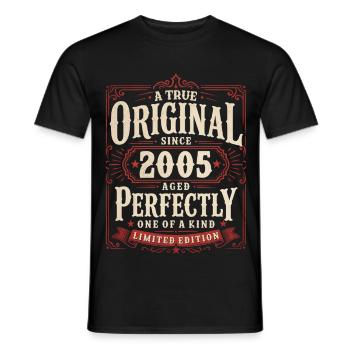 21st Birthday Gift Original Vintage 2005 - Men's T-Shirt - black - Front - AI Model Male 178 light (178cm)