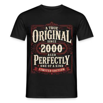 Cadeau d’anniversaire 26 Vintage original 2000's - T-shirt homme - noir - Devant - AI Model Male 178 light (178cm)