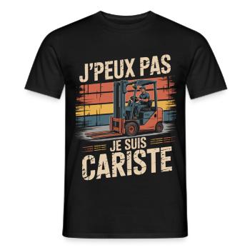 T-Shirt Humour Cadeau Cariste Original Collègues - T-shirt homme - noir - Devant - AI Model Male 178 light (178cm)