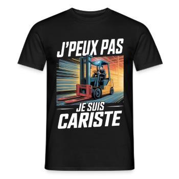 T-Shirt Humour Cariste Chariot Élévateur Cadeau - T-shirt homme - noir - Devant - AI Model Male 178 light (178cm)