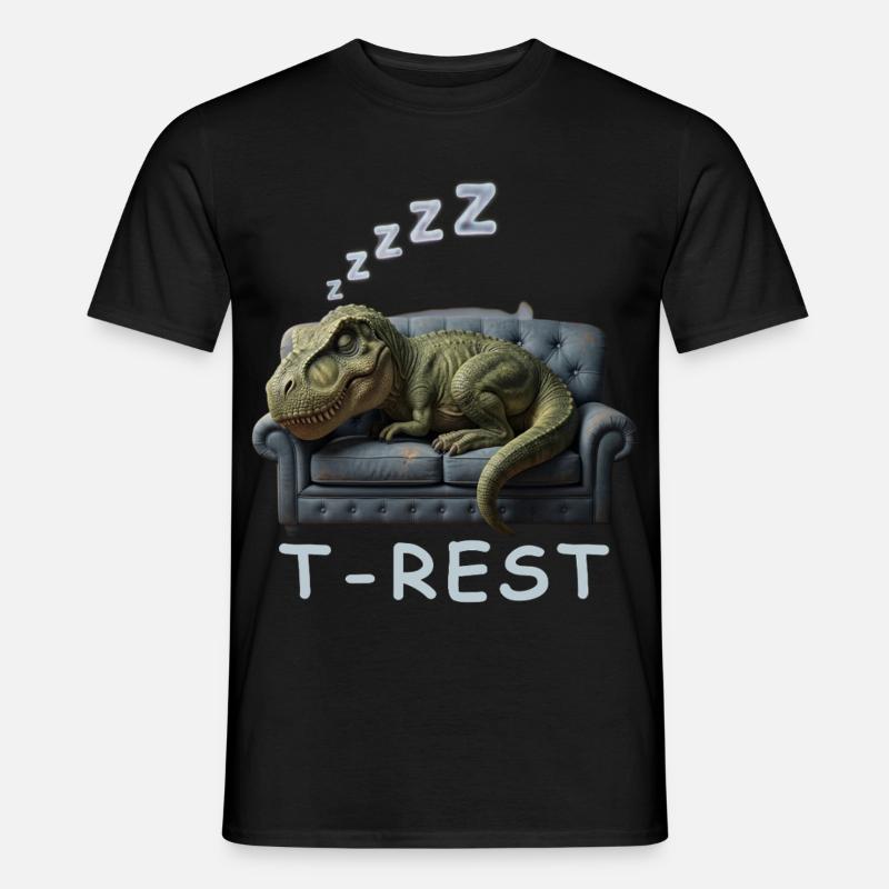 T-Rest Dino auf Sofa - Männer T-Shirt - Schwarz