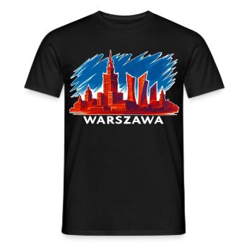 Warschau Skyline Kunst – Warszawa Silhouette - Männer T-Shirt - Schwarz - Vorne - AI Model Male 178 light (178cm)