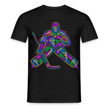 Eishockey Torwart Kinder Bunter Eishockeyspieler - Männer T-Shirt - Schwarz - Vorne - AI Model Male 178 light (178cm)