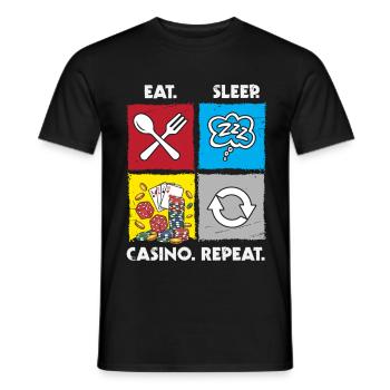 Eat Sleep Casino Repeat Gambling Gambling Poker - Men's T-Shirt - black - Front - AI Model Male 178 light (178cm)