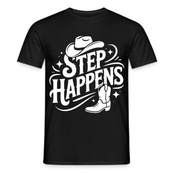 Line Dance Step Happens Western Design - Männer T-Shirt - Schwarz - Vorne - AI Model Male 178 light (178cm)